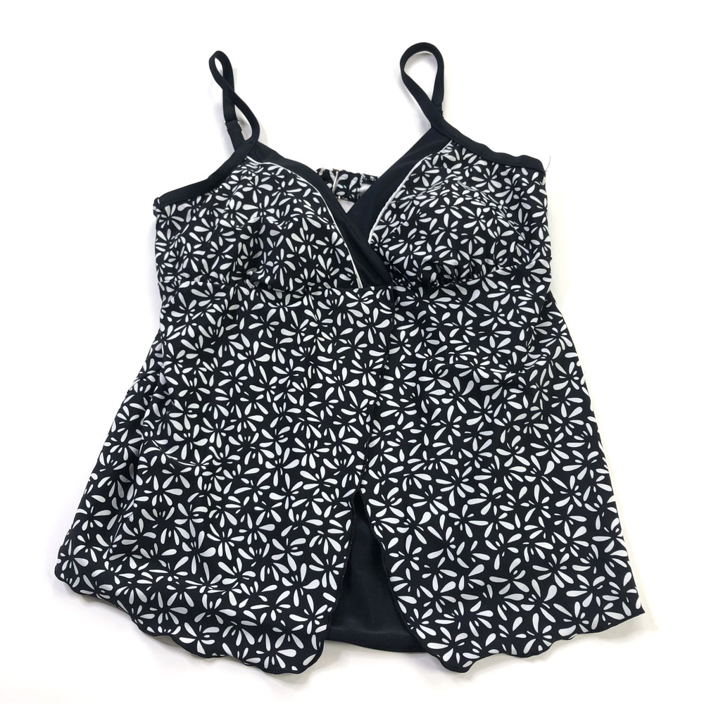 Maxine Of Hollywood Plus 18W Shelf Bra Tankini Top Swim Padded Wireless Black